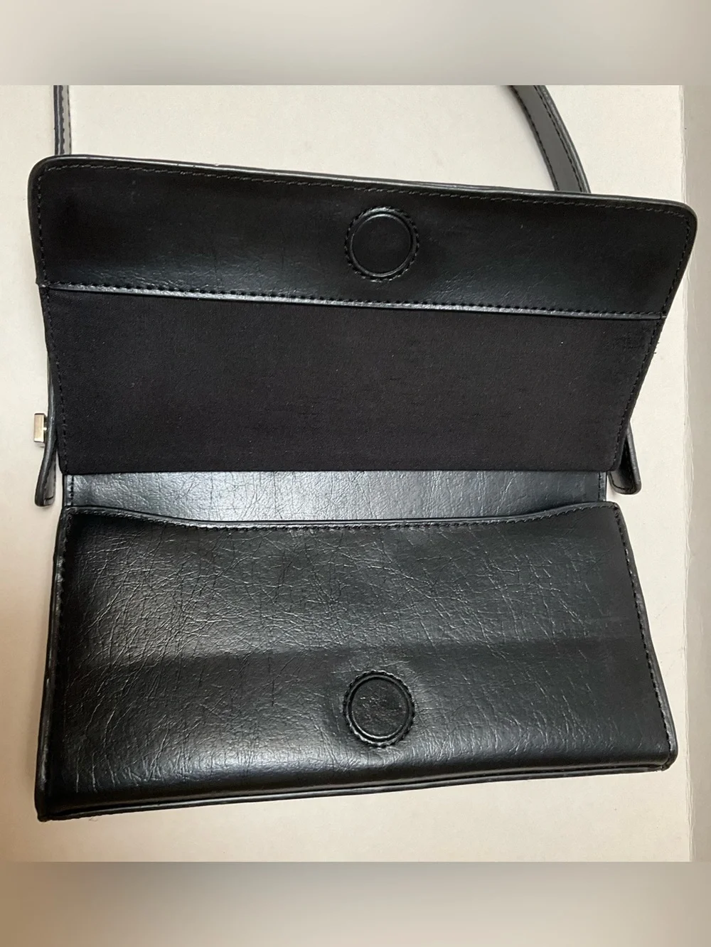 Kenneth Cole Black Mini Flap Shoulder Bag Purse Baguette Top-Frame Shoulder Bag